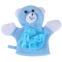 Serviette de bain pour enfants, nouveaux gants de bain mignons à double usage avec fleur de bain, dessin animé  Bleu