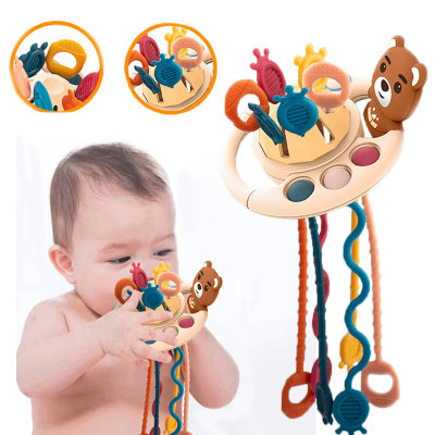 Juguete sensorial interactivo para bebés con cuerda de tracción multifuncional para bebés