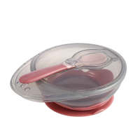 Baby Bowl & Spoon Eating Set （Suction Bottom）  Pink