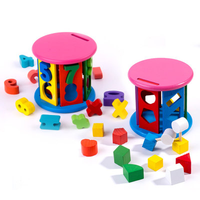 Toddler Educational Wooden Number Shape Block Stacking Puzzles Sorting Toy