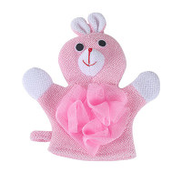Children's bath towel new style cute cartoon with bath flower dual-purpose bath gloves  Pink