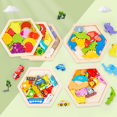 Animal Fruit Dinosaur Puzzle Aprendizaje de juguetes educativos