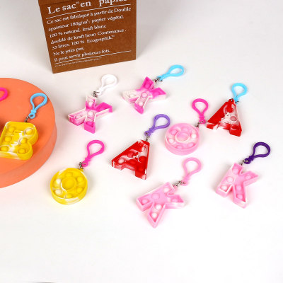Colorful silicone decompression letter keychain charm toys