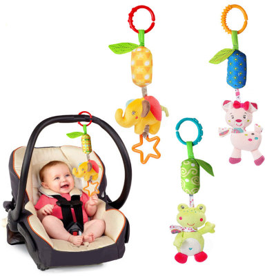 Colgante de carrito de bebé, juguete de campanillas de felpa con traqueteo de estilo Animal