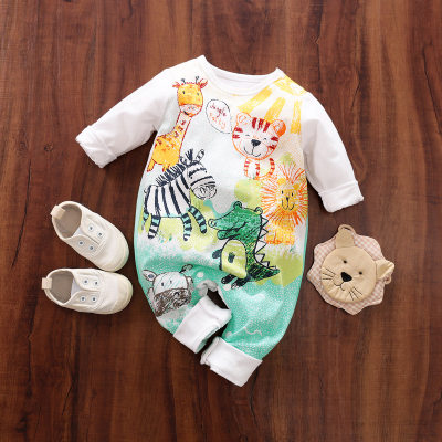 Spring and Autumn Long Sleeve Cotton Animal Jumpsuit