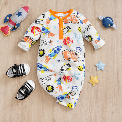 Spring and Autumn Long Sleeve Space Baby Onesie