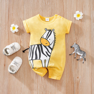 Summer cute zebra cotton short-sleeved baby jumpsuit
