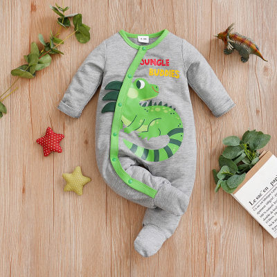 Spring and Autumn Long Sleeve Chameleon Baby Foot Covered Onesie