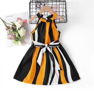 Toddler Girls Sweet Stripes Solid Dress