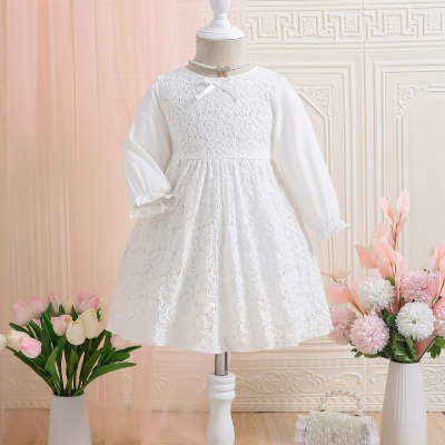 Toddler Girl Solid Color Long Sleeve Dress