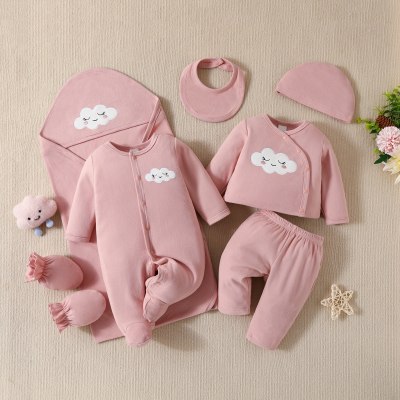 Cloud Embroidered Long Sleeve Baby Gift Set