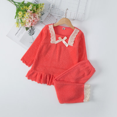 Kids Girls bow-knot  Long Sleeve Suit