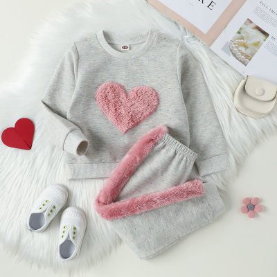 Toddler Heart-shaped Long-sleeve Sweater & Pants