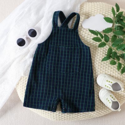 Baby Pure Cotton Plaid Dungarees