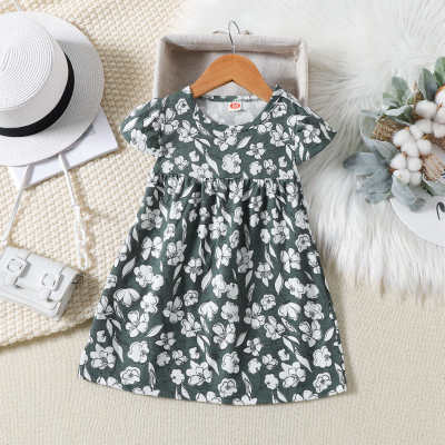 Baby girl floral pattern short sleeve dress