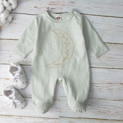 Moon Icon Baby Girl Long Sleeve Footed Jumpsuit