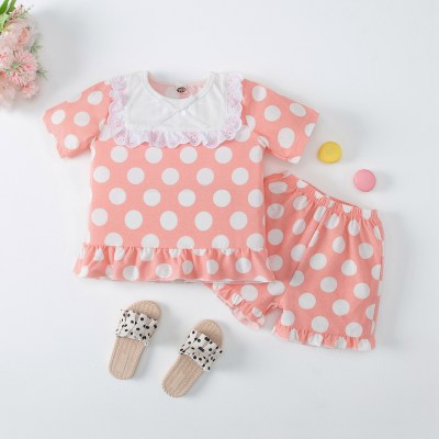 Toddler Girl Polka Color-block Pajamas Top & Short