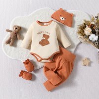Cute Bear Print Baby Gift Box Set  Apricot