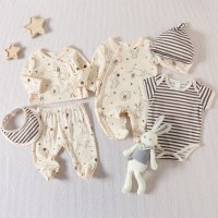 Conjunto de caixa de presente de várias peças com estampa de coelho para bebê menina  Multicolorido