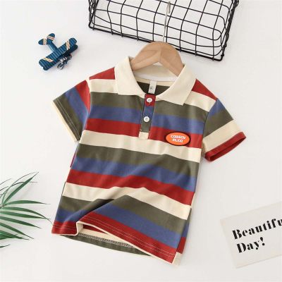 Toddler Boy Color-block Striped Short Sleeve Polo Shirt