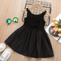 Toddler Girl Solid Color Sleeveless Dress  Black