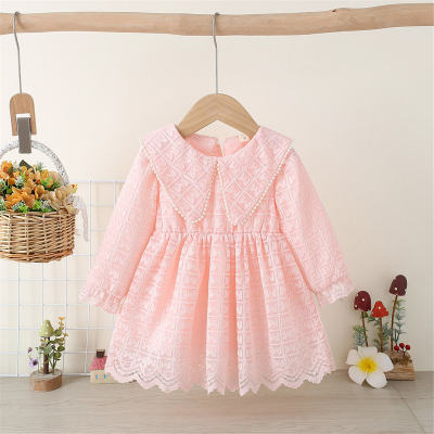 Baby Girl Lace Floral Printed Decorative Beads Dress