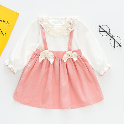 Toddler Girl A-line skirt Bear Lace Long Sleeve Dress