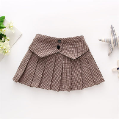 Toddler Girl Plaid Tweed Pleated Skirt