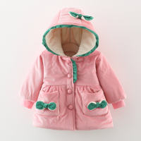 Toddler Girl Butterfly Decorated Hooded Quilted Jacket  Pink
