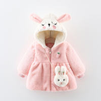 ملابس قطنية قصيرة بغطاء رأس أرنب قطعتين للفتيات الصغيرات وحقيبة أرنب  وردي 