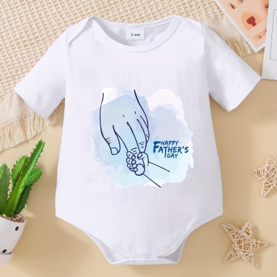 Spring and Summer Boys and Girls Father's Day Fun Letter Triangle Bodysuit