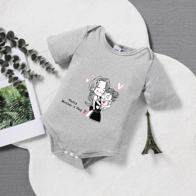 Spring and Summer Boys and Girls Mother's Day Fun Letter Triangle Bodysuit