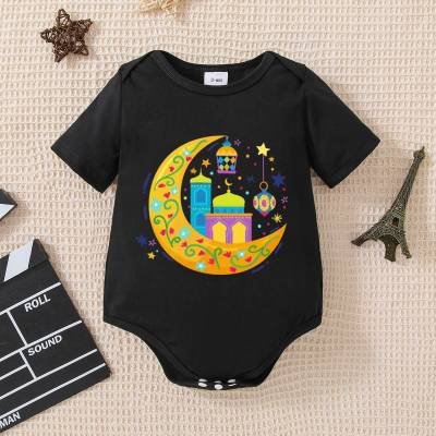 Cute cartoon printed triangle jumpsuit for baby boys and girls