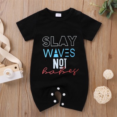 Baby boy and girl fun letter print short sleeve boxer romper