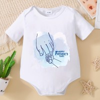 Spring and Summer Boys and Girls Father's Day Fun Letter Triangle Bodysuit  White