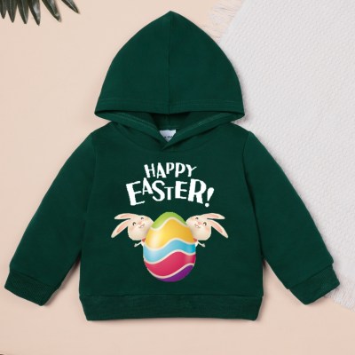 Sudadera con capucha y estampado de conejos de Pascua para bebé y niña, color verde