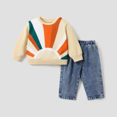 Spring new style boys and girls sweatshirt jeans suit