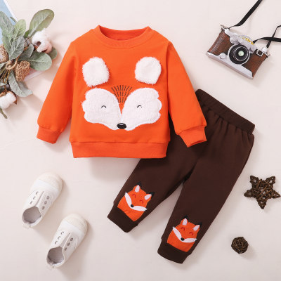 New spring baby fox embroidery suit for boys and girls