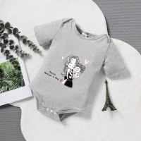 Spring and Summer Boys and Girls Mother's Day Fun Letter Triangle Bodysuit  Gray