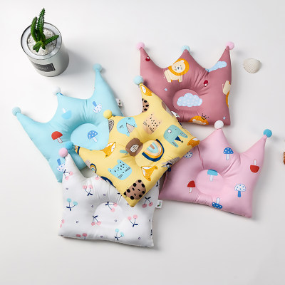 Head & Neck Support Baby 100% Cotton Cartoon Printed Crown -shaped Pillow
