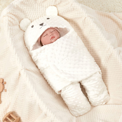 Saco de dormir con manta de terciopelo de frijol de otoño e invierno para recién nacidos 1