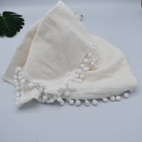 Couverture d'été unie en pur coton, boule de laine pour nouveau-né, 1 pièce  blanc