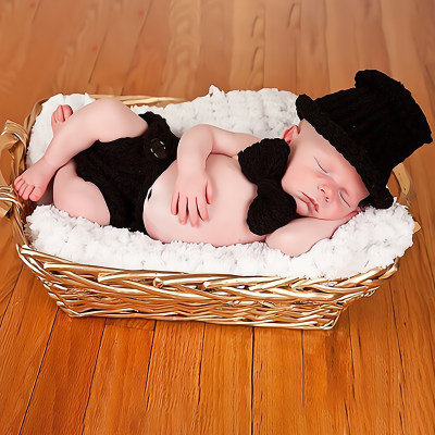 Baby Photography Solid Color Knitted Bowknot & Panty & Hat