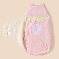 Baby Plush Hooded Baby Swaddling Blanket  Pink