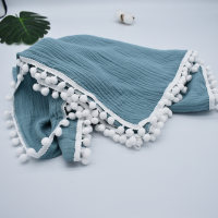 Couverture d'été unie en pur coton, boule de laine pour nouveau-né, 1 pièce  Bleu