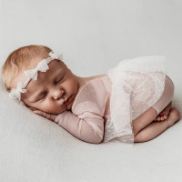Newborn Girl Lace Photography Clothing  Apricot