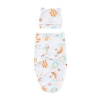 Newborn printed hat swaddle two-piece set  Multicolor