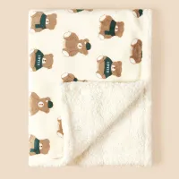 Baby Allover Bear Pattern Plush Blanket  Green