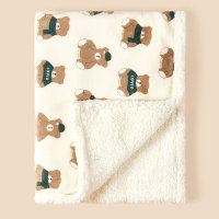 Newborn double-layer thick cartoon baby blanket baby cover blanket  Green