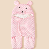 Newborn autumn and winter bean velvet blanket sleeping bag 1  Pink